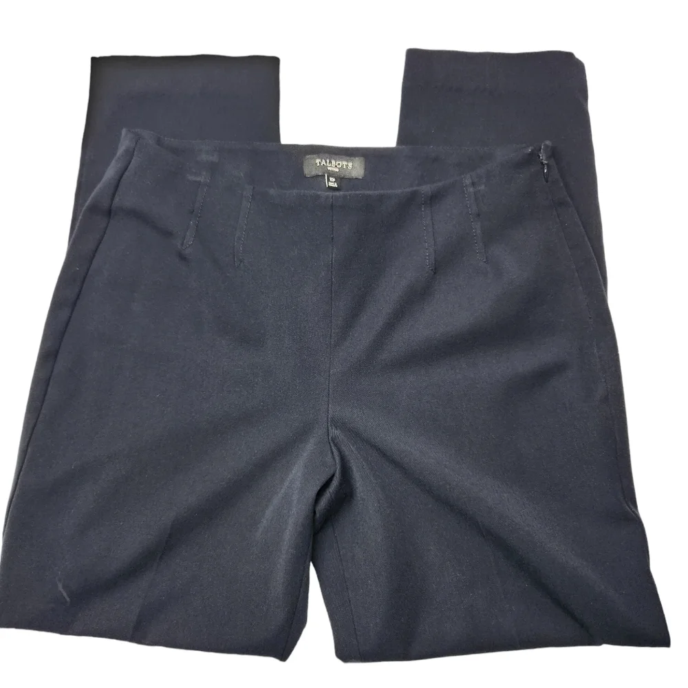 Talbots Pants Straight Leg High Waist Navy Blue, Size 10 Petite - Picture 3 of 14